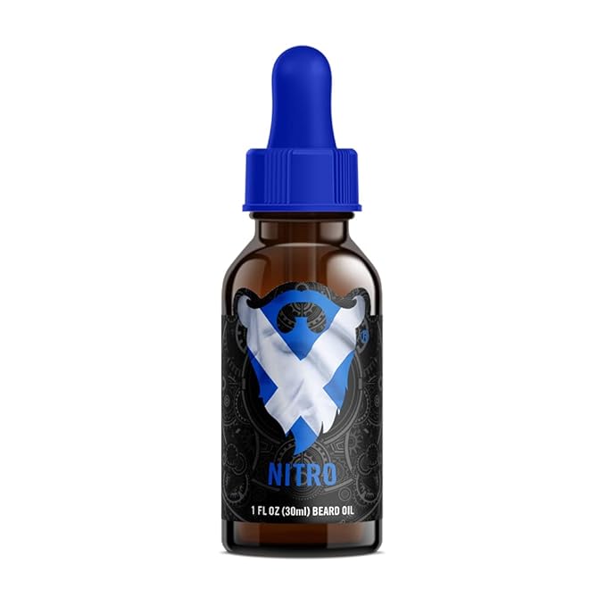 Beard Octane: Nitro - Natural Beard Oil w/Argan Oil - 1 Oz - Promotes Healthy Softer Beards - Made in USA - Premium Handcrafted Beard Care