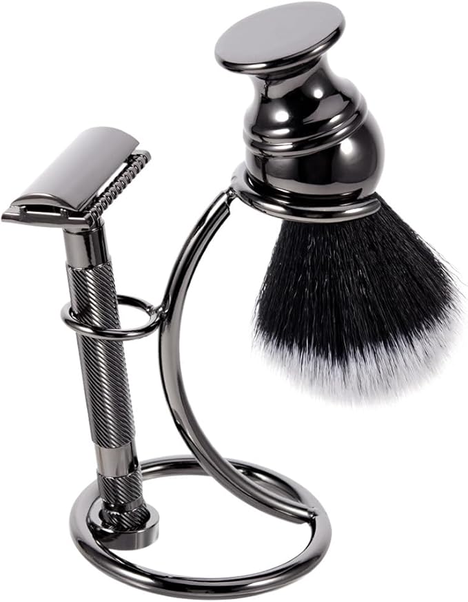 Shaving Razor and Brush Stand, Shave Brush Holder for Safety Razor Storage Holder (Silver)