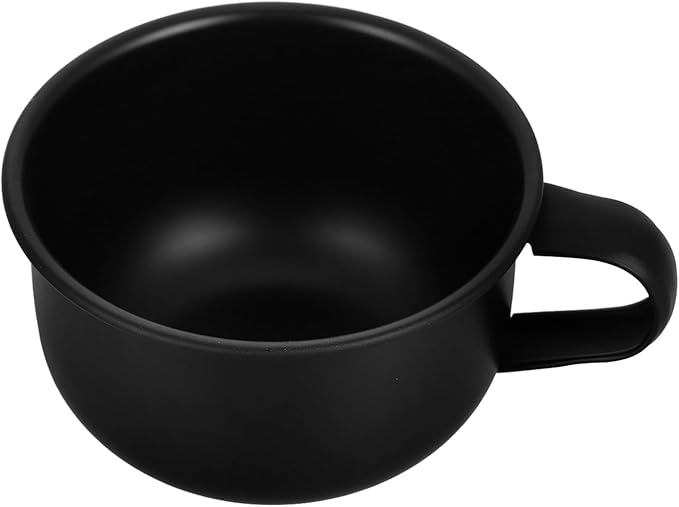 Homoyoyo Black Metal Shaving Soap Bowl with Handle Small Wide Mouth Shaving Bowl Holder Barber Cup at Home and Travel