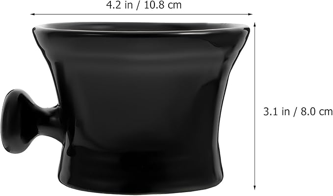 PRETYZOOM Men's Black Shaving Soap Bowl with Handle Practical Shaving Cream Container for Home and Salon Use Simple Foaming Mug