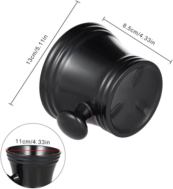 FRCOLOR Plastic Shaving Soap Bowl with Round Handle for Men Durable and Portable Shaving Bowl for Traditional Lathering Black Color