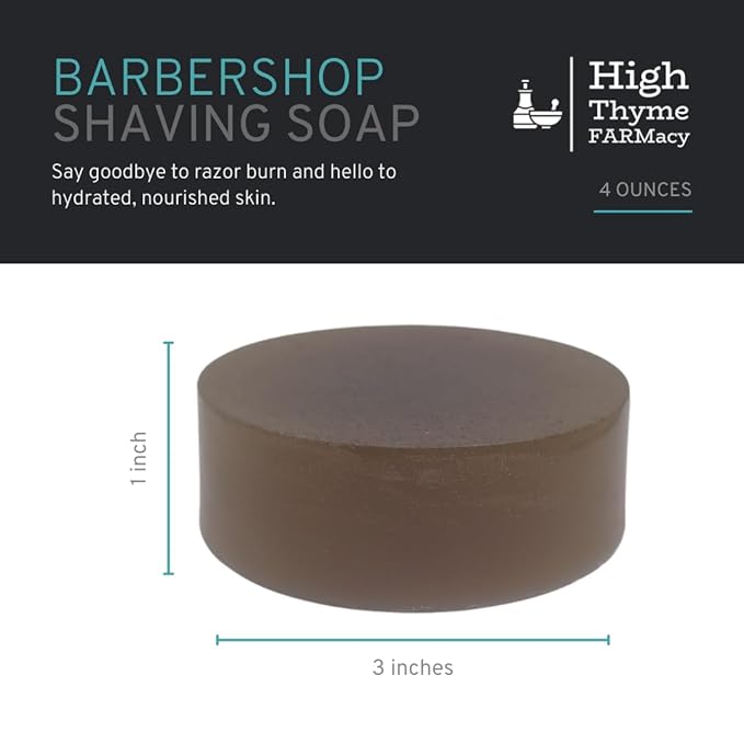 Barbershop Shaving Soap Puck – 4 oz Old-Fashioned Bay Rum, Sandalwood & Patchouli Scent – Cold Process Wet Shave Soap with Bentonite Clay – 3” Shave Soap in Metal Tin