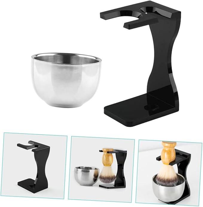 Men's Acrylic Shaving Brush Stand with Practical Shaving Bowl for Beard Grooming Space-saving Razor Holder Easy Drying and Neat Organization Tool for Bathroom Counters