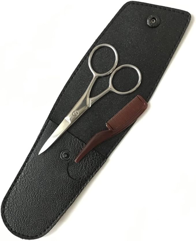 NOLITOY 2sets Stainless Steel Eyebrow Trimmer Grooming Kit for Men Mustache Scissors Beard Cutting Shears Hair Trimmers Hair Care Accessory