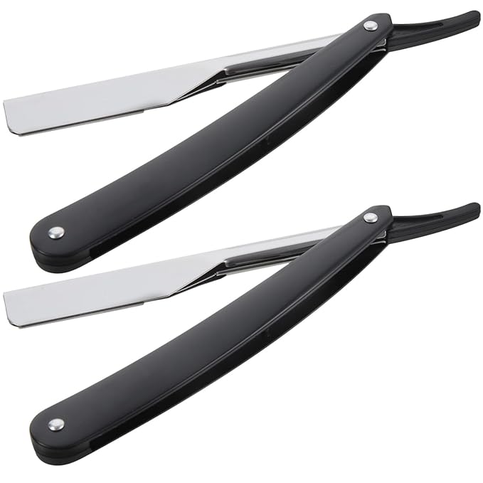 Uonlytech Manual Straight Edge Razor for Men Black Portable Barber Razor Blade Shaper for Precise Shaving and Beard Styling at Home and Travel