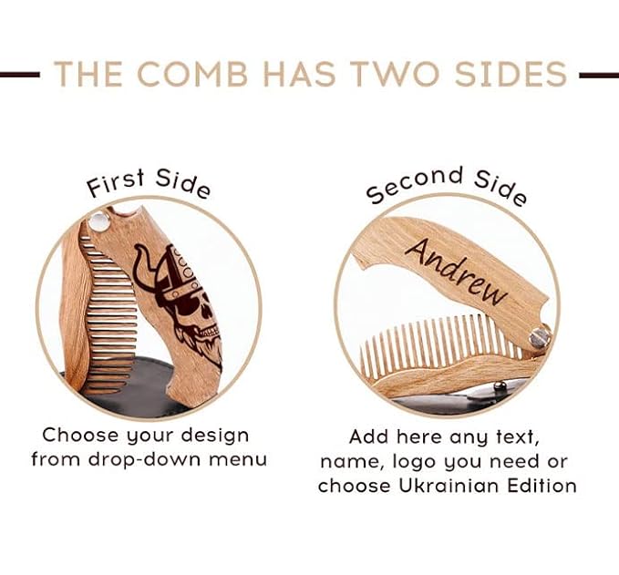 Beard Comb Personalized Gifts Anniversary Gift Wooden Brush Custom Comb Groomsmen Gift Hair Brush Pocket Brush Birthday Gift for Boyfriend (Beard Freedom)