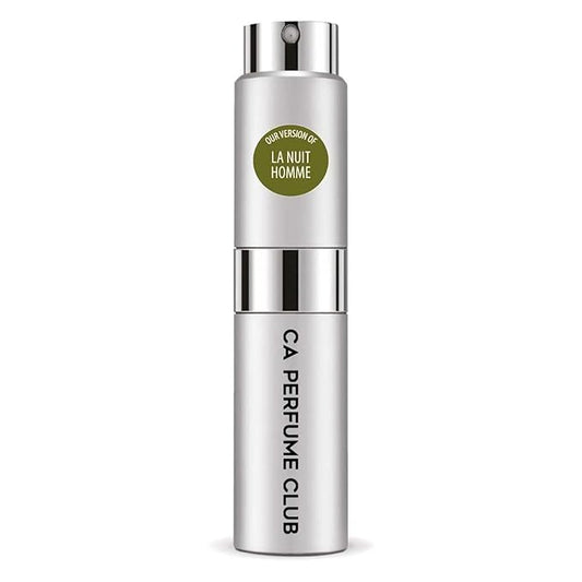 CA Perfume Impression of La Nuit Homme for Men Woody Spicy Scent Long Lasting Cologne for Men Eau De Parfum Travel Size Refillable Atomizer Spray 0.27 Fl Oz 8ml