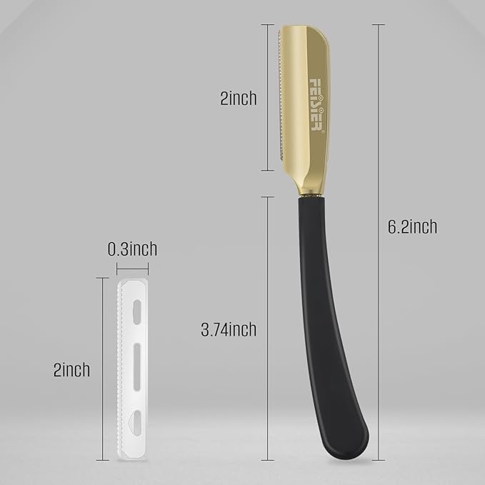 Straight Razors for Men, Professional Straight Single Edge Razor Kit, Silicone Handle Straight Razor with Guard,Stainless Steel Barber Razor for Shaving,Salon Shavette,10 Blades Included