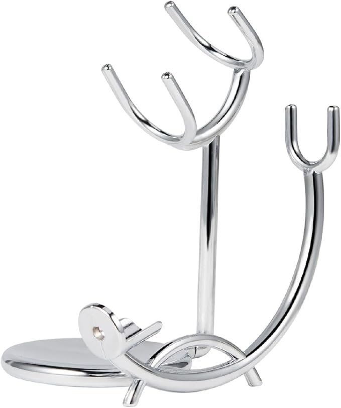 Grandslam Razor & Brush Stand with Double Stainless Steel Bowl Set for Shave Soap, Safety & Straight Razors, Silver