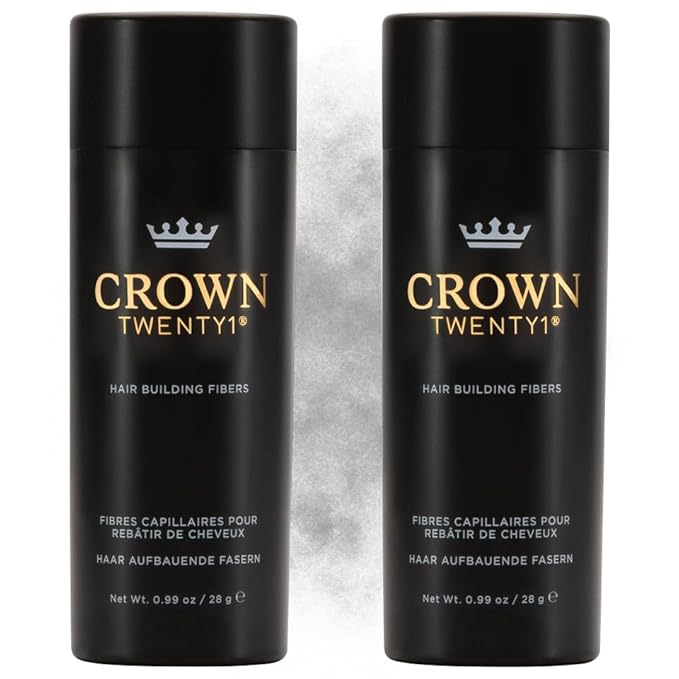 CROWN Hair Building Fibers Multipack (2 x 28g) - Instantly Cover Fine & Thinning Hair for a Thicker, Fuller Look - A Natural Keratin Concealer - 14 Shades for Men & Women - White