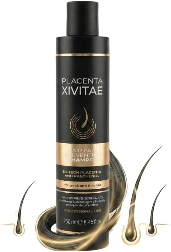 Placenta Hair Loss Shampoo 250ml - Biotech Placenta Hair Growth Shampoo Enriched with Panthenol and Arginine - Advanced Thickening Formula with Proteins and Peptides - Anti Hairloss Treatment