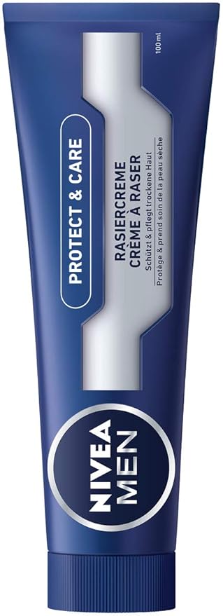 Nivea Men Protect & Care Rasiercreme im 1er Pack (1 x 100 ml), mit cremigem Schaum für eine sanfte Rasur, hautschonende Rasiercreme für Herren