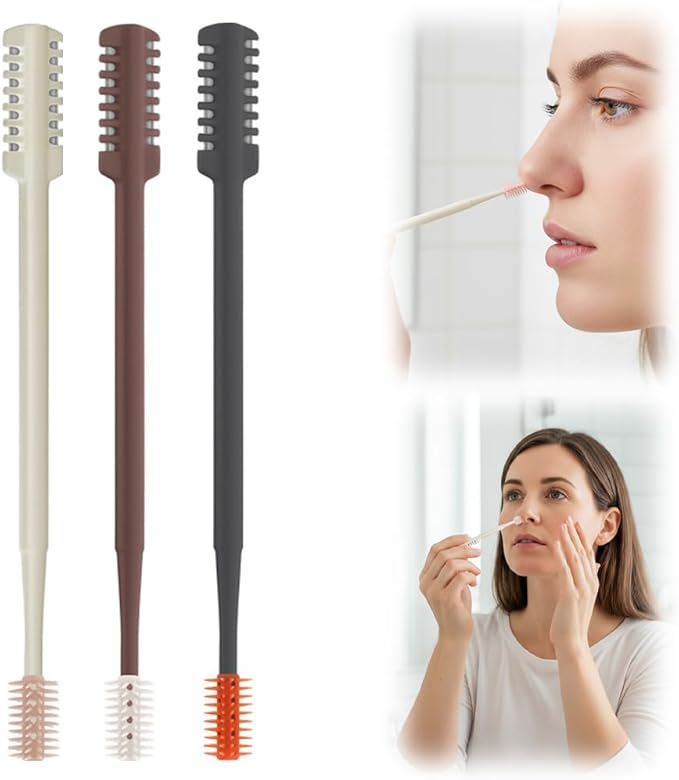 Fliwos 2-in-1 Nasal Hair Cutter, 2026 Upgraded Double Sided Nose Hair Trimmer, Portable Manual Nasal Clippers, 360° Rotating Nose Hair Remover Tool for Men and Women (Multicolor 3pcs)