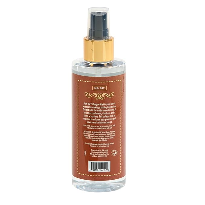 San Francisco Soap Company MAN BAR Cologne Mist Spiced Tobacco - Long Lasting - Created with the Man in Mind - 6 fl oz