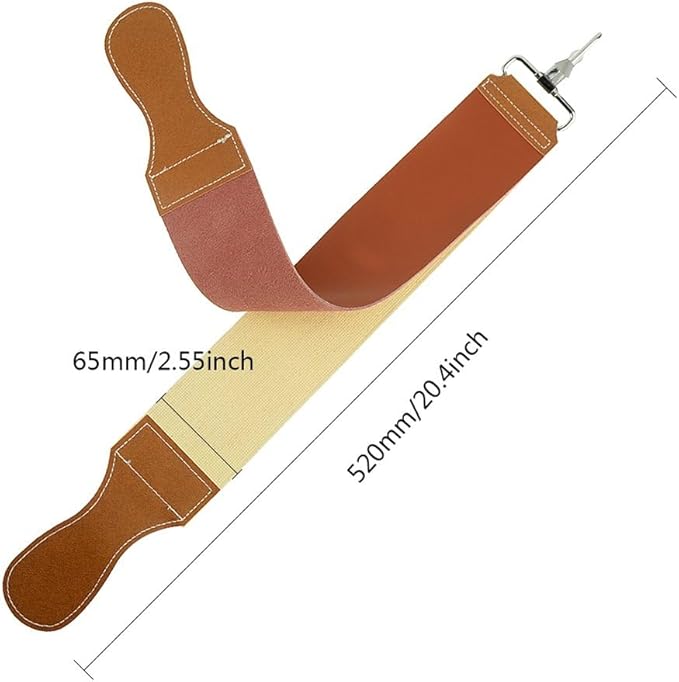 Grandslam Leather Strop for Straight Razor Sharpening and Smooth - Professional Straight Razor Knife Cowhide and Canvas Dual Strop Brown