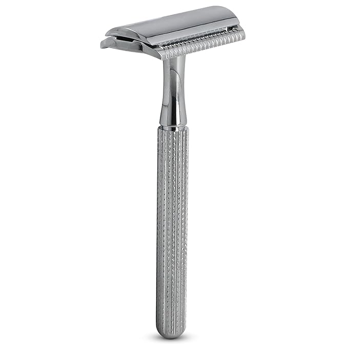 Parker 78R Double Edge Safety Razor with 5 Safety Razor Blades, Women & Men’s Safety Shaving Razor, Reusable Razor, Plastic Free – CHROME