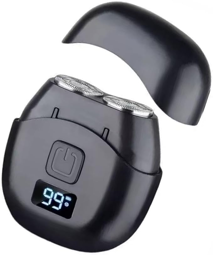 Car Shaver for Men Electric, Portable Mini Razor for Emergency Shaving, Double Mesh Blade, Type-C USB Rechargeable, Washable Head, LED Power Display