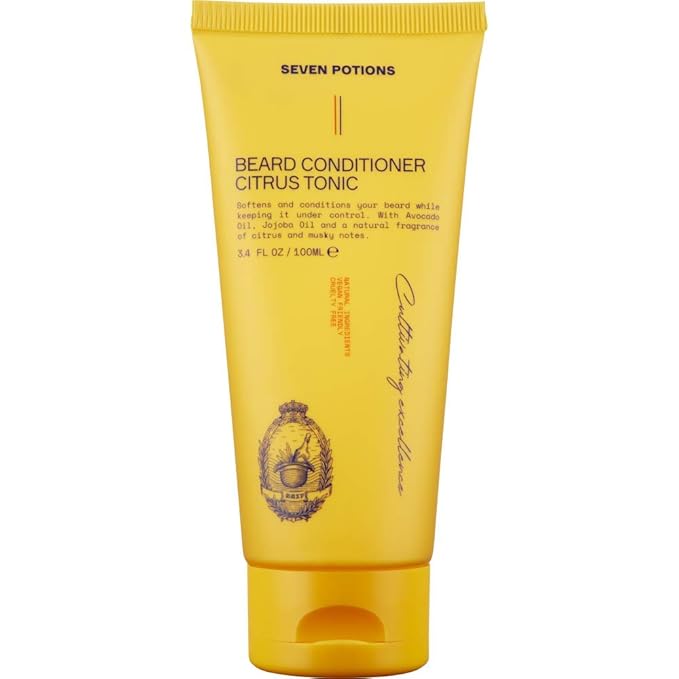 SEVEN POTIONS Beard Conditioner for Men – Prevents Beard Itch and Dandruff – Natural, Vegan, Cruelty Free (Citrus Tonic, 3.4 FL OZ)