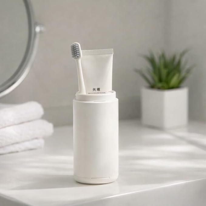 Portable Travel Toothbrush Case with Air Vent, Lightweight Toothbrush Storage Holder, Hygienic Protective Container, White