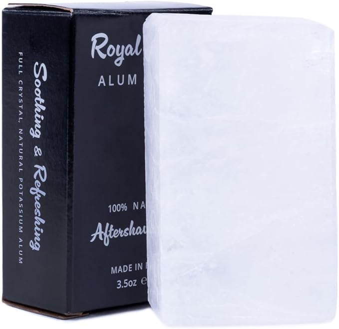 ROYAL SHAVE 100% Natural Alum Block for Men, Skin Soothing Aftershave Stone, Relieves Razor Burn & Heals Accidental Cuts (3.5 oz.) Made in France
