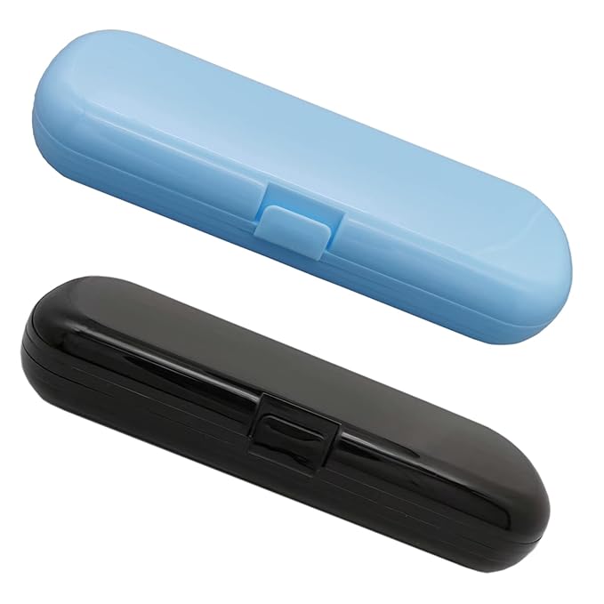 2 Pcs Electric Toothbrush Travel Case, Portable Travel Toothbrush Holder for Electric Toothbrush Set (Blue and Black)