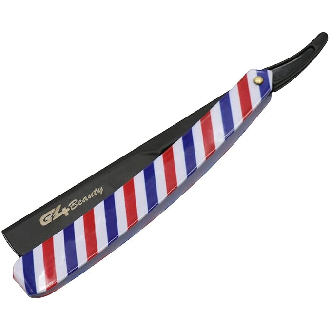 G4 Stainless Steel Straight Edge Barber Shaving Razor Blade for Close Shaving Men Replaceable Blades (FLG Black)