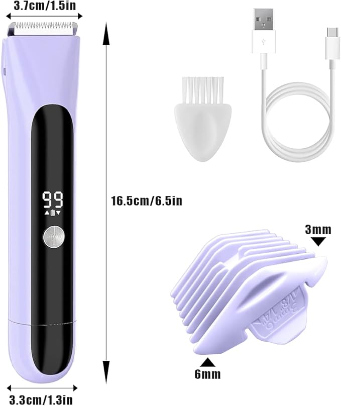 Facial Hair Removal for Women, 2 in 1 Electric Shaver for Women, Dual Head Ceramic Blad, with Digital Display, Rechargeable Epilators Hair Removal for Beard Body Grooming