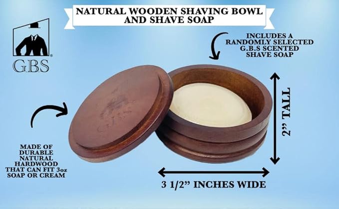 G.B.S GENTS Men's Wood Shaving Bowl & Shave Brush Set – Premium Shaving Kit with Stand, Synthetic Shave Brush & Signature All Natural Soap – Grooming Gift for Men,Wet Shaving Essentials