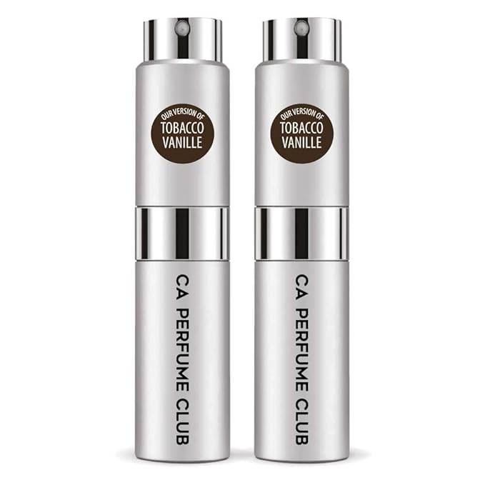 CA Perfume Impression of Tobacco Vanille for Men Amber Spicy Scent Long Lasting Cologne for Men Eau De Parfum Travel Size Refillable Atomizer Spray 0.27 Fl Oz 8ml Pack of 2