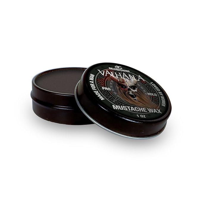 Beard Gains Strong Competition Pro Hold Mustache Wax 1oz - Style, Mold, and Tame Moustache - Organic and Natural (Valhalla Black)