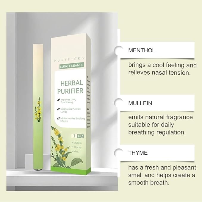 Herbal Diffuser Pen for Respiratory Support with Mullein, Thyme & Mint | Natural Breath Freshener | Cleansing Oral Care Stick (Green*3)