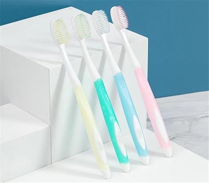Soft-bristled Toothbrush‌ (Regular Size Head) with Box,Designed with Cone-Shaped bristles for periodontal Disease,Suitable for Sensitive Teeth and Gum Recession【Colors Vary, 4 Count】