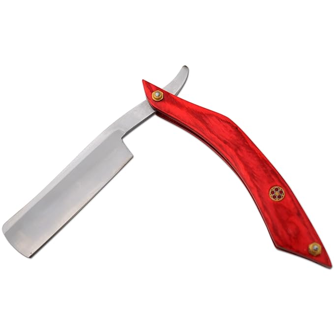 Straight Razor | Straight Edge-Razor Red Wood & Bone Handle- Sharp | High Hardness Stainless Steel Cutthroat Straight Edge Blade | Barber Razor (217)