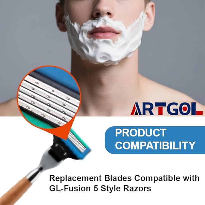 36 Blades Replacement Parts for GL-Fusion 5 Style Razors (Blue-Green), Wet Razors Men's Blades Value Packs