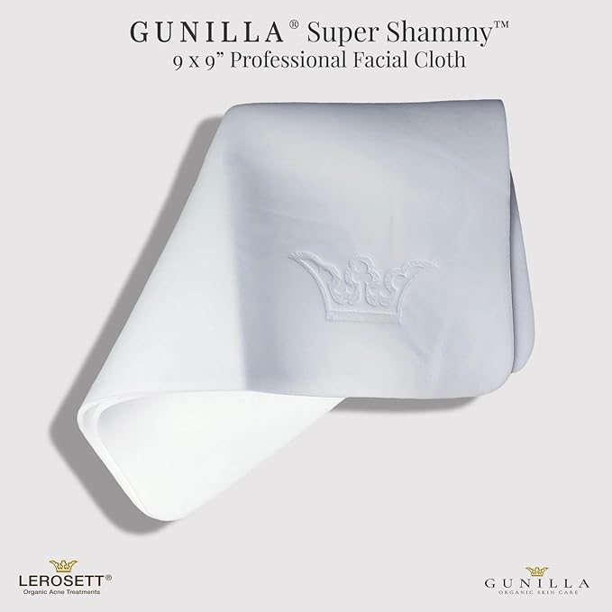 Gunilla Super Shammy Professional Facial Cloth 3-Pack – Ultra Soft 9x9 Reusable Makeup Remover & Face Cleansing Cloths, Sustainable, Machine Washable