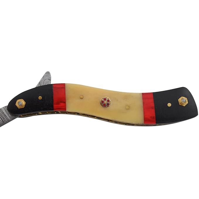 Straight Razor | High Hardness Real Damascus Steel Cutthroat Straight Edge-Blade Barber Razor (329)