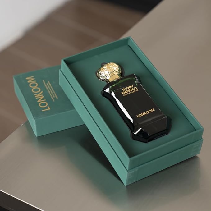 Lonkoom Glory Emerald Perfume for Women Men, 3.4 Fl Oz/100ml Eau De Parfum Spray Unisex Long-Lasting Fragrance, Fruity Notes of Citrus Lemon Cattail Patchouli Amber Rose Sandalwood Seaweed Sedge