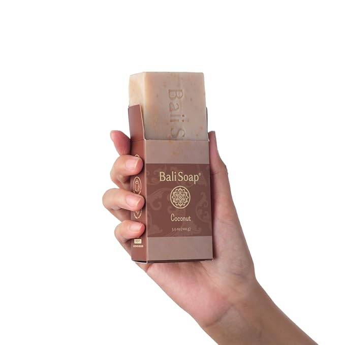 Bali Soap - Coconut Natural Soap Bar for Men & Women - Vegan, Handmade, Exfoliating, Moisturizing - 6 Pack, 3.5 Oz Each