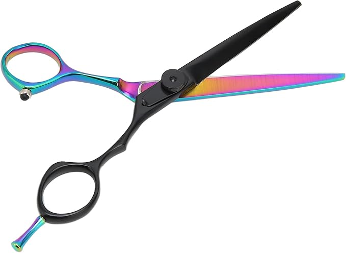Barber Scissors Stainless Steel Hair Cutting Shears, Lightweight Ergonomic Beard and Mustache Trimming Scissors with Sharp Blades for Barbershop and Home Use (Flat Scissors: for Pets' Body and Leg