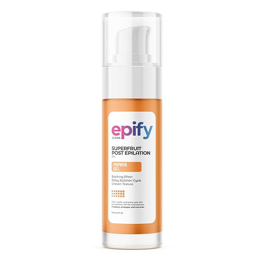 Epify Superfruit Post Epilation Papaya Gel, Hair Inhibitor for Face and Body, Non-Irritating Formula, Soothing Effect, Hair Growth Minimizer, 2.54 Fl Oz (1)