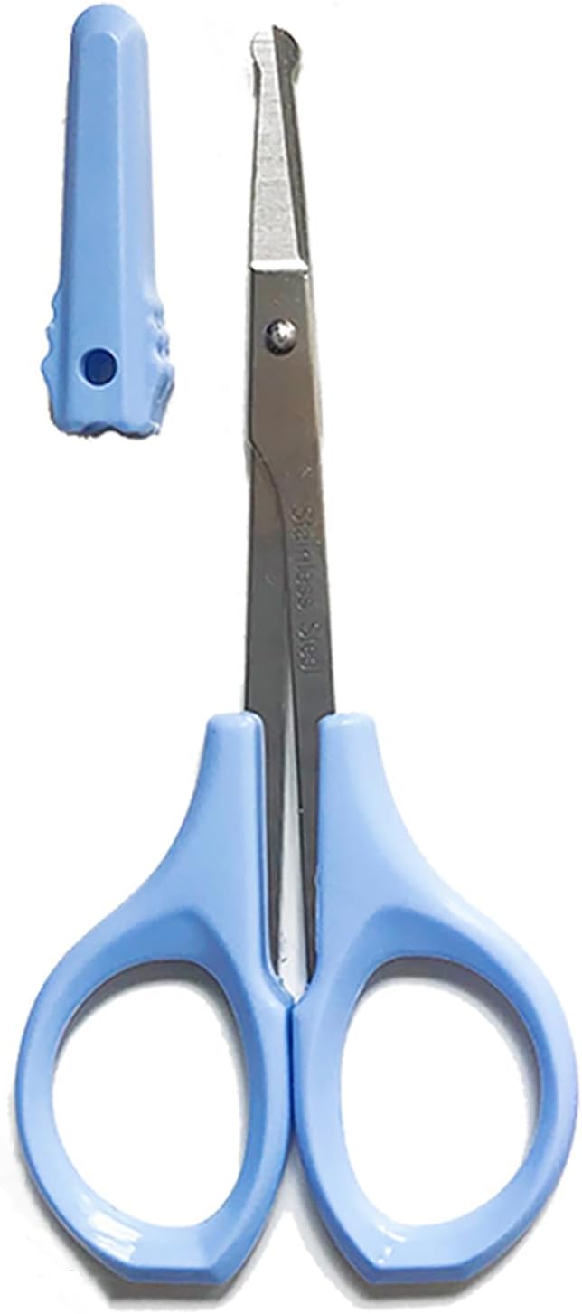 SHINING CROWN 4 Inch Premium Nose & Ear Hair Scissors, Safety Blades with Rounded Tip for Trimming Kid's & Adult's Nails, Facial & Eyebrow Hair