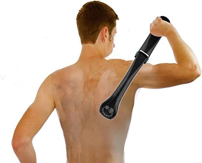 Hemoton Electric Back Shaver for Men Body Grooming Battery Operated DIY Hair Removal Razor with Ergonomic Design for Smooth Back Hair Trimming