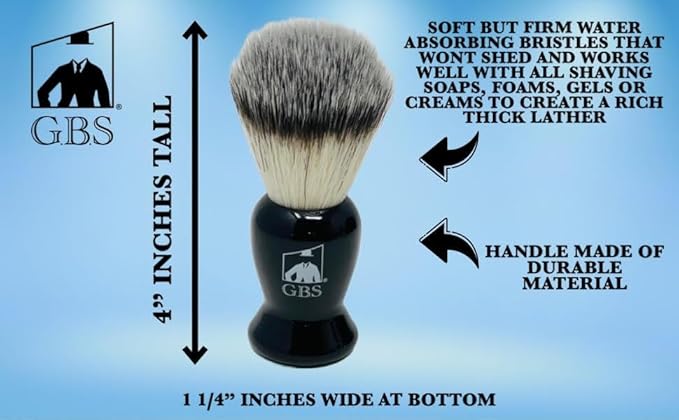 G.B.S Black Shaving Brush for Wet Shave Using Shaving Cream & Soap- Best Shave of Your Life for Safety Razor, Double Edge Razor, Straight Razor or Shaving Razor