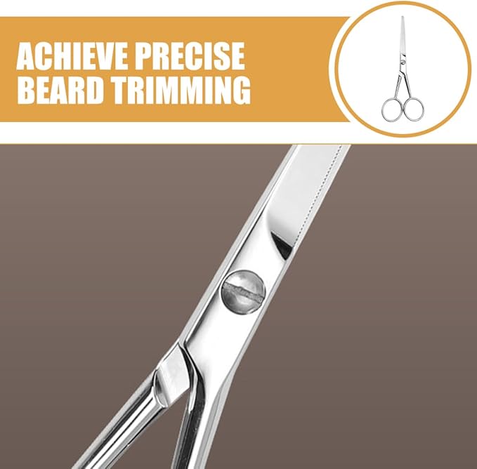Beavorty Stainless Steel Beard Scissors Mustache Grooming Scissors with Non-slip Handle for Men Precision Trimming Facial Hair Care Tool