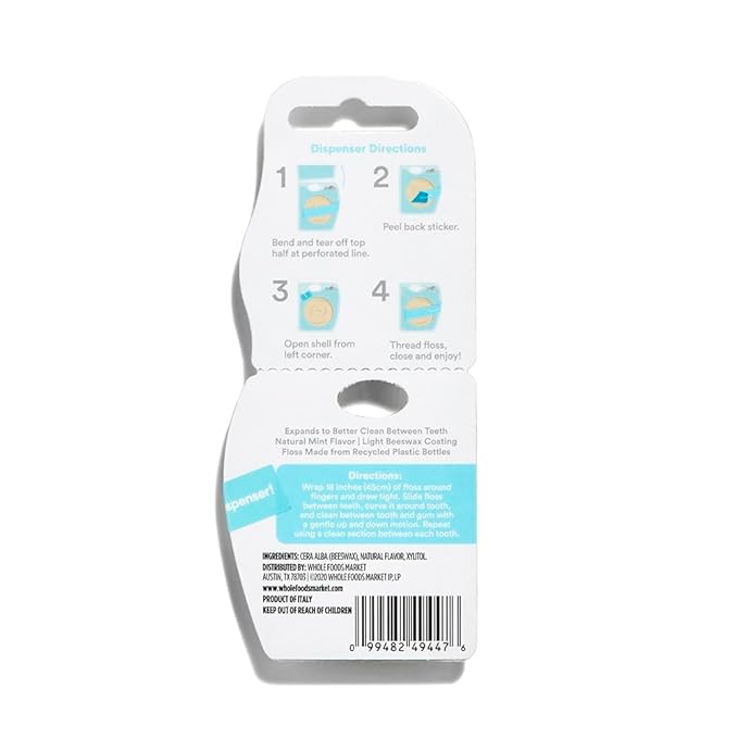 365 by Whole Foods Market, Dental Floss Waxed Mint, 1 Each (Pack of 4)