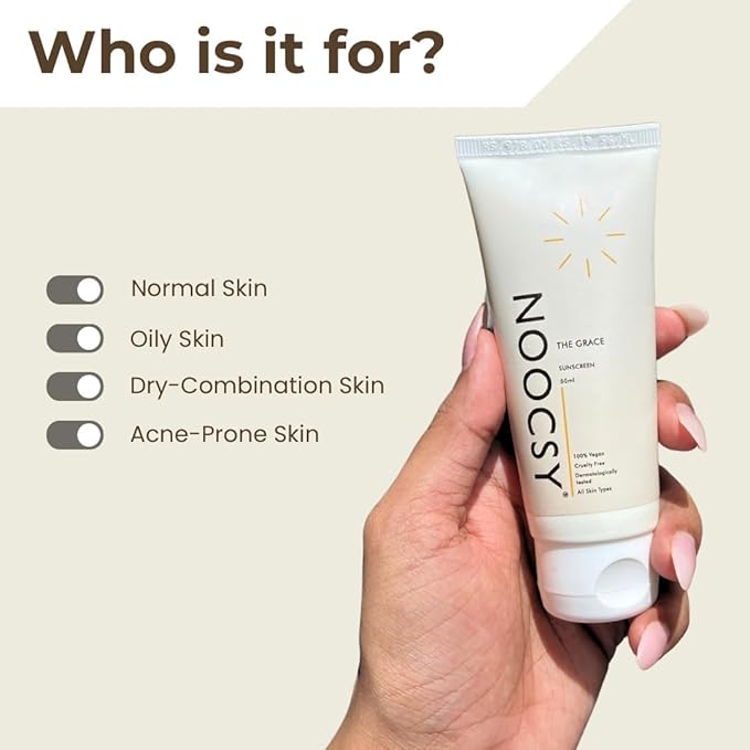 N-oocsY, The Grace Sunscreen Spf 50+ Pa++++++ With Zinc Oxide, Titanium Dioxide And Hyaluronic Acid | Lightweight With Multi-Vitamins | No White Cast | For Men & Women | 50 G, All