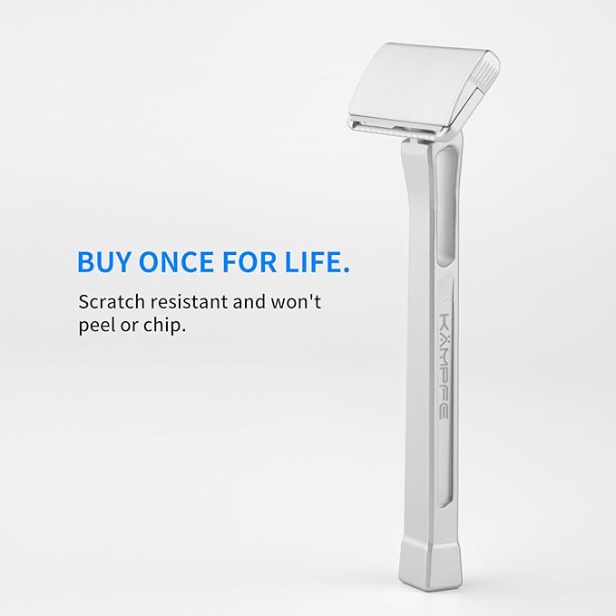 KAMPFE Safety Razor Made of 6061 Aluminum Alloy Material, GEM Single Sided Safetyshaver Shaver Handle for Men with Suction Cup Holder and Safety Razor Blades