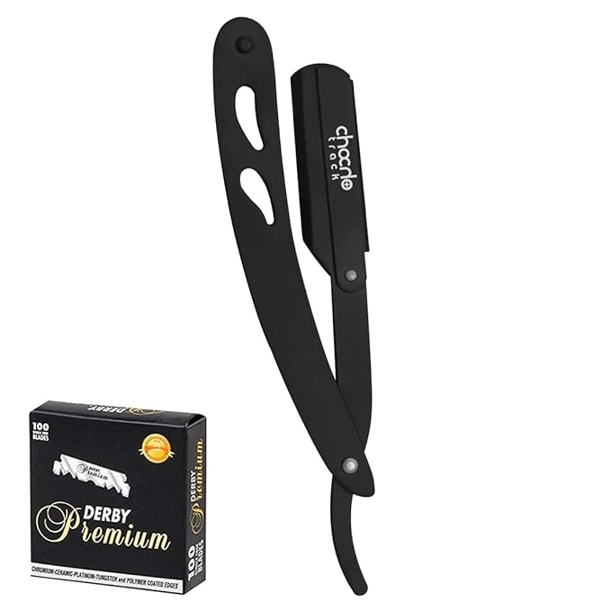 Straight Razor Stainless Steel with 100 blades Single Edge Blade Barber Shaving for Men Professional Cut Throat Reusable Razors for Beard Shaper