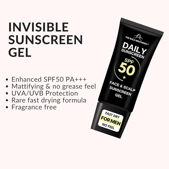 Bald Head Care for Men | Everyday Face & Scalp Care | Matte, No Grease, Vegan | Daily Scalp Sunscreen Fragrance Free - SPF 50+
