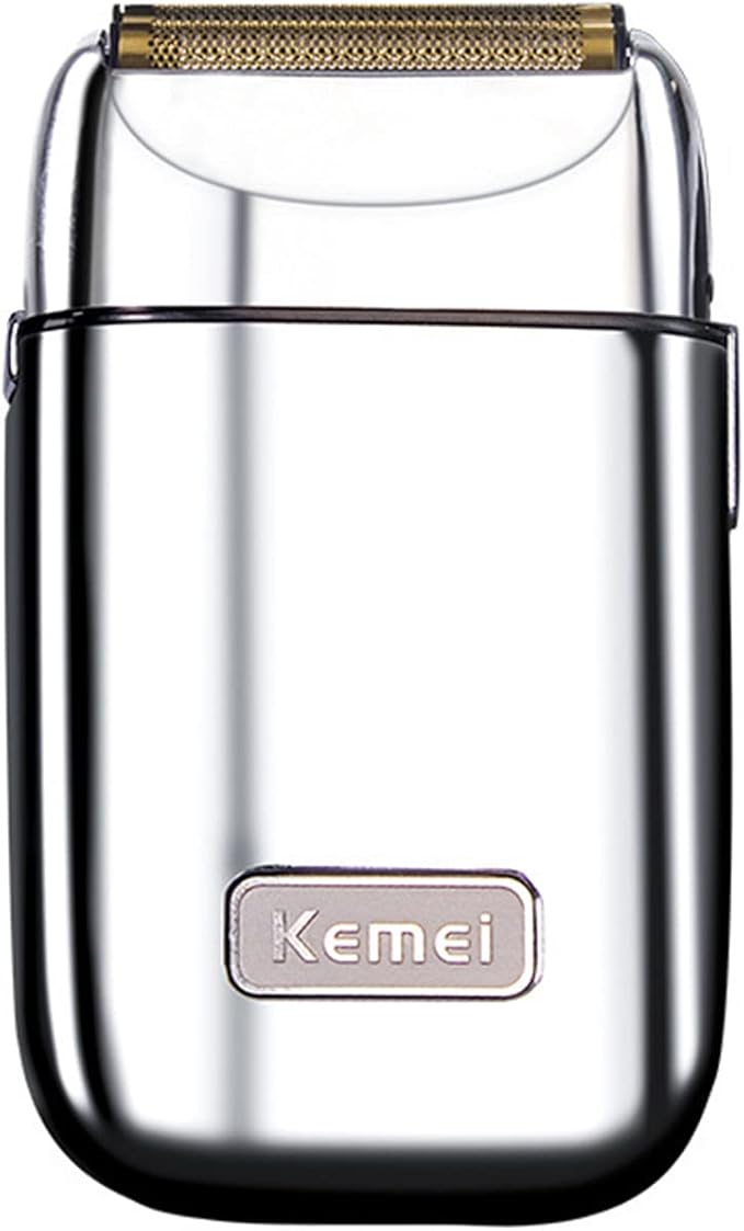 KEMEI Electric Razors for Men, Professional Cordless All Metal Electric Razor, Lithium Titanium Razors, USB Rechargeable Facial Beard Trimmer (TX1 Silver)